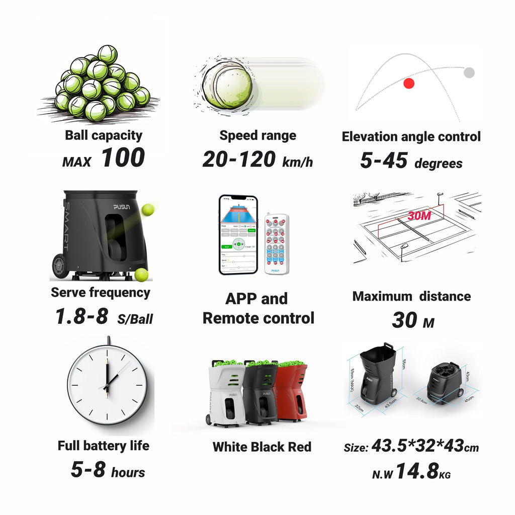 New Arrival Pickleball Ball Serve Machine With 100-Ball Capacity and APP Remote Control for Training Advanced Pickleball Machine
