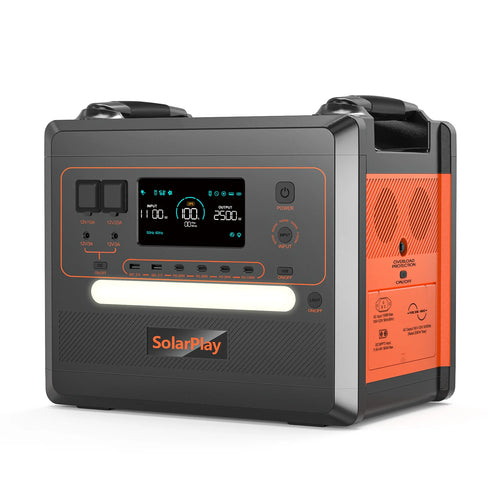 SOLARPLAY Portable Power Station 2500W, Solar Generator for Camping, RVing, Emergency Power Outage, Outdoor Power Banks