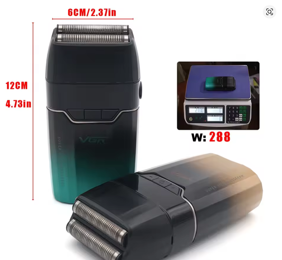 VGR V308 Beard Trimmer for Men Double Foil Full Metal LCD Display 9000RPM Electric Shaver Barber Professional Barber Machines