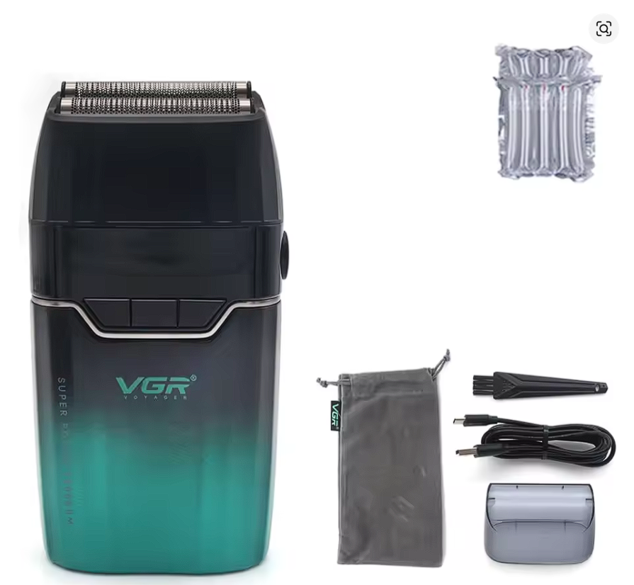 VGR V308 Beard Trimmer for Men Double Foil Full Metal LCD Display 9000RPM Electric Shaver Barber Professional Barber Machines